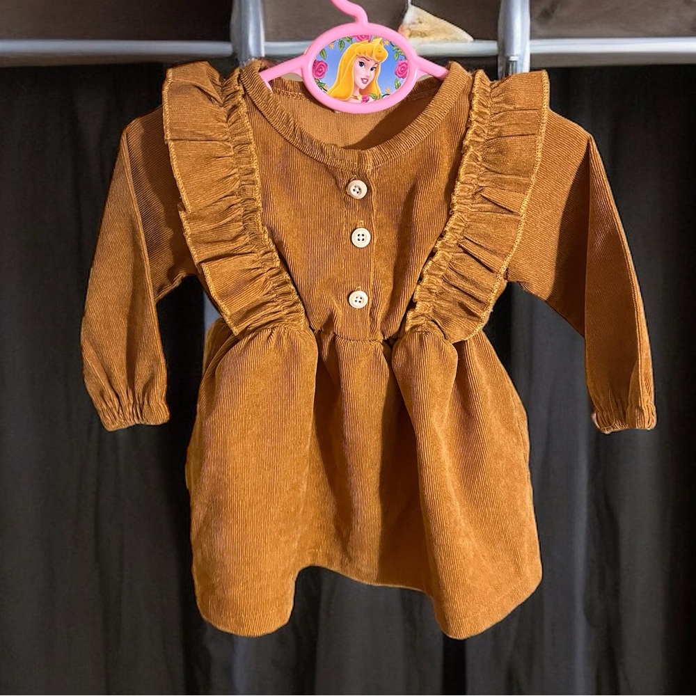 Baby Girls Long Sleeve Button A-Line Dress 12M